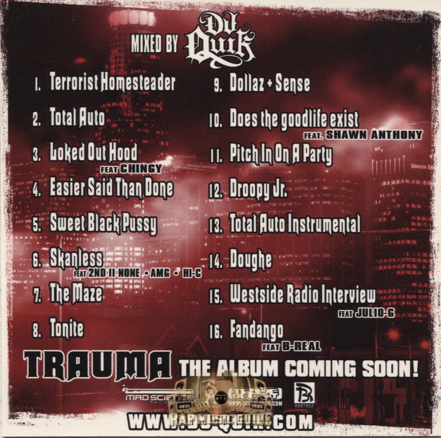 DJ Quik - The Trauma Mixtape: CD | Rap Music Guide